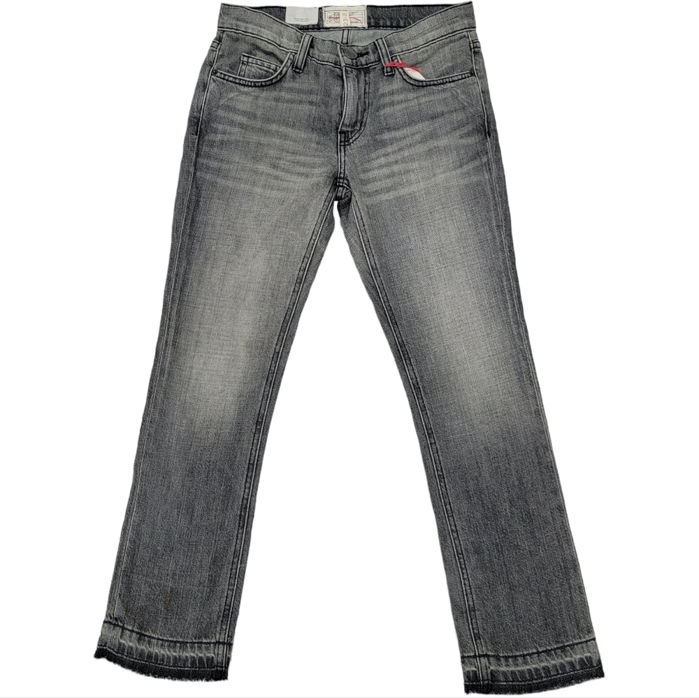 Current Elliott The Cropped Straight Slightly Relaxed Raw Hem Jeans 23